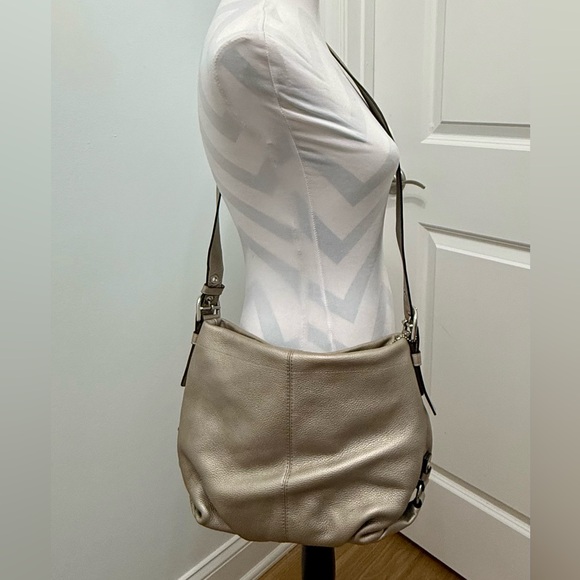 Coach Pebbled Shimmery Leather Hobo/Crossbody Bag - Picture 4 of 10